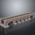 Stone Arch Bridge With Multiple Arches Railings And Platform Base
