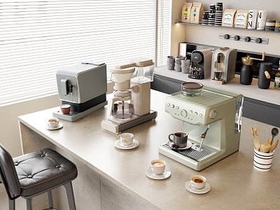 Coffee Machine Bean Grinder Water Dispenser Coffee Cup Bag Coffee Bean Bar Counter Bar Chair Storage Cabinet Household Appliances model