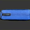 Blue Household Storage Box With Stitched Design And Circular Label