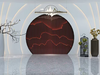 New Chinese background wall 3d model