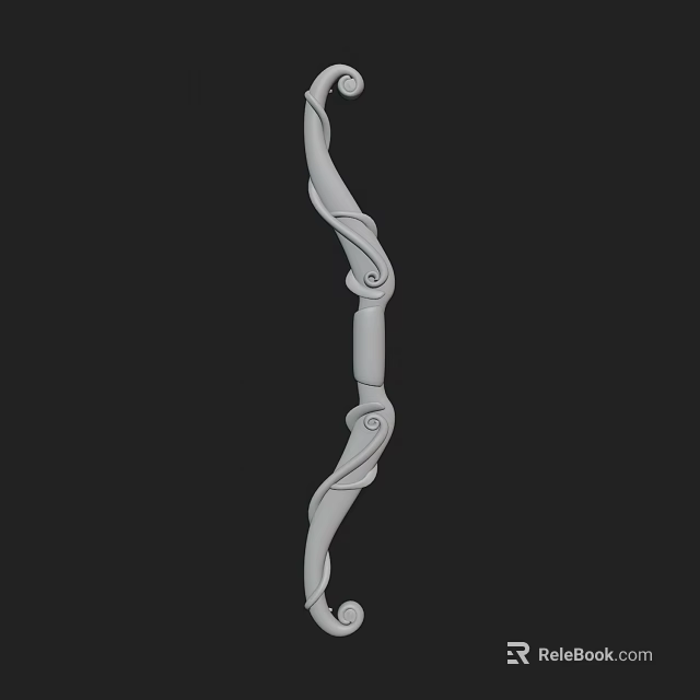 Long Gray Bow With Intricate Spiral Patterns And Curved Design 3d model