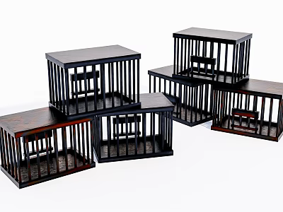 Wooden Sideboard Assortment With Different Open Railing Designs And Styles 3d model
