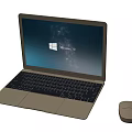 Sleek Laptop Computer With Windows 10 Display And Wireless Mouse Accessory 3d model