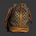 Classic Patterned Tote Bag With Braided Handles Tassel Detail And Leather Trim