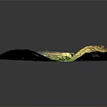 3D Topographic Terrain Model With Green Areas Yellow Mountains And White Roads