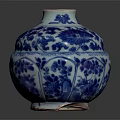 Blue And White Porcelain Decorative Vase With Intricate Floral Patterns And Octagonal Design