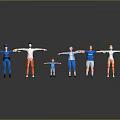 Multiple People Standing with Arms Outstretched on Reflective Surface Including Police Child and Elderly