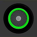 Car Tire With Black Rubber Green Rim And Silver Center Cap Design For Vehicle