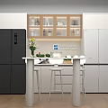 Live Stream of Modern Open Kitchen with Island Counter Refrigerator and Cabinets