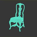 Elegant Classic Dining Chair With Intricate Carved Backrest Blue Floral Upholstered Seat And Ornate Legs