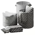 Laundry Storage Baskets In Beige Brown With Handles For Towels And Blanket Organization