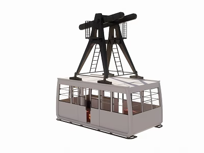 Cable Car Cabin With Metal Support Structure And Windows On White Background 3d model
