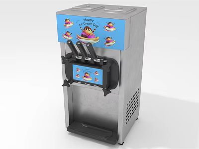 Commercial Ice Cream Machine With Stainless Steel Body Blue Panel Double Nozzles And Digital 3d model
