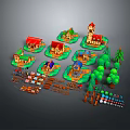 Vibrant Cartoon Village Scene With Colorful Houses Trees And Decorative Elements
