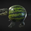 3D Rendered Unique Hybrid Creature With Crocodile Head Green Black Striped Watermelon Body