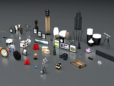 Art Installations Diverse Collection Including Sculptures Lamps Photo Frames Clocks and Decorative Pieces 3d model