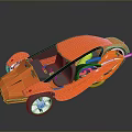 Futuristic Orange Motorcycle With Sleek Body Transparent Windshield And White Wheels