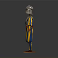 Swiss Guard Uniform With Metallic Armor And Striped Tunic On Display Stand