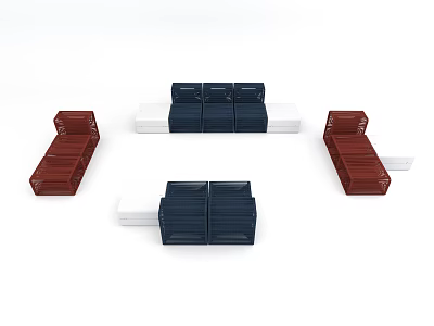 Stylish Outdoor Chairs With Blue Red Woven Design For Garden Patio Use 3d model