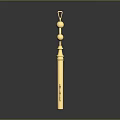 Golden Decorative Key With Cross Shaped Top Spherical Ornaments And Reflective Metallic Finish