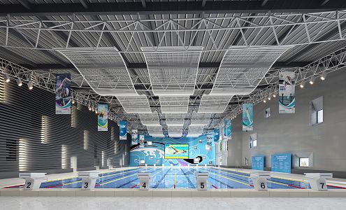 modern swimming pool sports center swimming pool 3d model