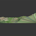 3D Garden Landscape Model with Green Vegetation Mountain Terrain and Paths