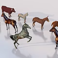 Colorful Reptile Models in Various Poses Standing and Crawling on White Background with Reflections