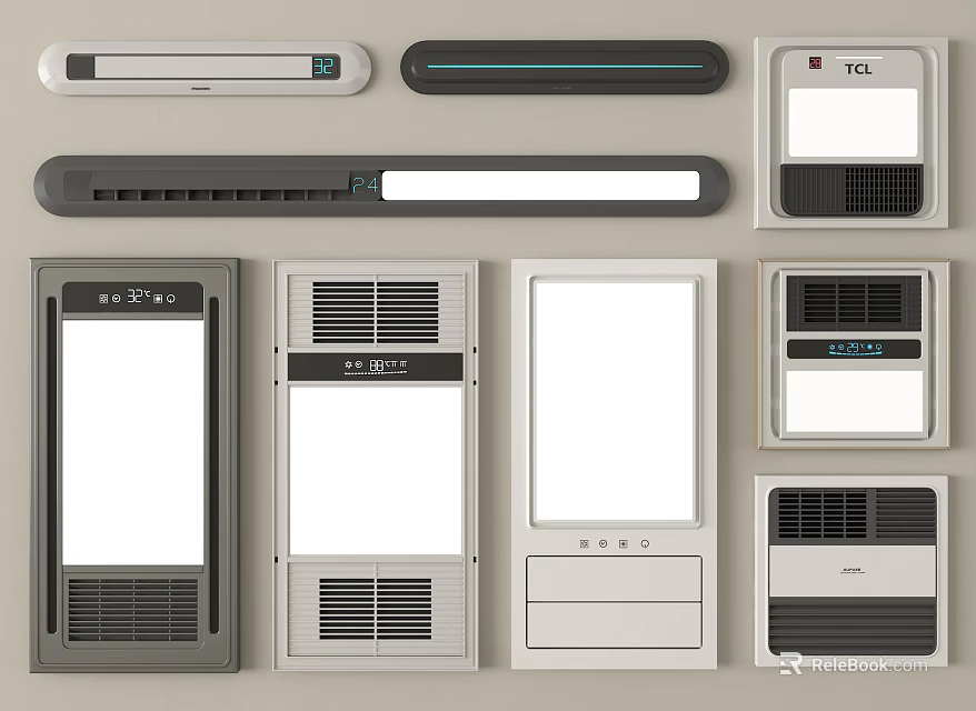 Modern Bathroom Accessories with Different Styles LED Lighting Ventilation and Exhaust Functions 3d model 