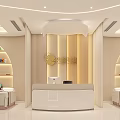 Elegant Beauty Hair Salon Interior Design With Neutral Tones Curved Ceiling Lights And Sofa Seating
