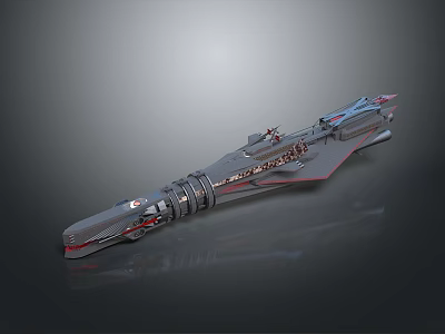 Fighter Jets Positioned On A Large Sci fi Starship Vessel 3d model