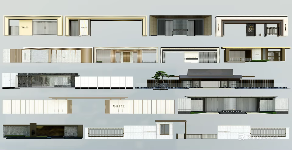 Modern Entrance Gate Designs With Various Architectural Styles And Design Elements 3d model