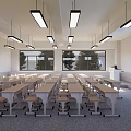 Modern classroom desk platform strip light 3d model