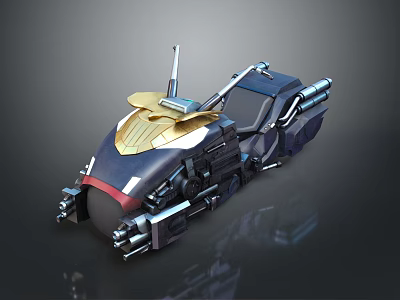 Futuristic Sci Fi Motorcycle With Sleek Metallic Design Gold Accents And Mechanical Details 3d model