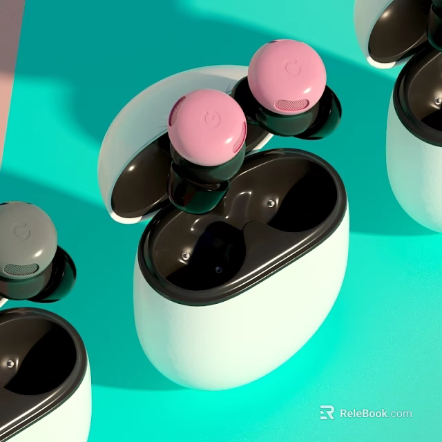 Stylish Wireless Earbuds With Pink Ear Tips And White Charging Case Design 3d model 