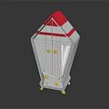 White Storage Cabinet With Red Top White Stripes Yellow Star Decorations And Yellow Wheels