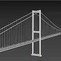Modern White Suspension Bridge With Steel Cables And Tower Structure Design