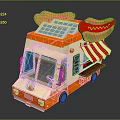 Orange And White Hot Dog Food Truck With Solar Panels And Striped Awning