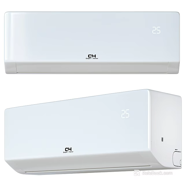 Two White Air Conditioner Fans With 25 Degree Temperature Display And Modern Design 3d model 