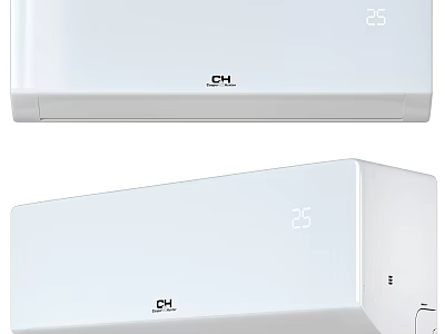Two White Air Conditioner Fans With 25 Degree Temperature Display And Modern Design 3d model