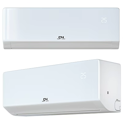 Two White Air Conditioner Fans With 25 Degree Temperature Display And Modern Design 3d model