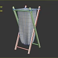 Home Use Laundry Basket with X Shaped Wooden Stand and White Fabric Bag