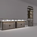 Modern Jewelry Store Interior With Display Cases And Tall Showcase For Jewelry Items