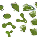 Karesansui Dry Landscape Design With Geometric Moss Areas And White Border Elements 3d model