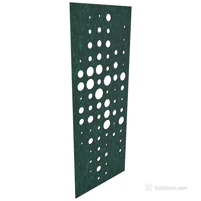 Green Room Divider With White Circular Cutouts For Decorative Interior Design 3d model