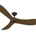 Modern Air Cooling Ceiling Fan With Three Wooden Blades And Black Motor Housing