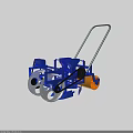 Blue Agricultural Seeder Machine With Wheels And Metal Frame Components 3d model