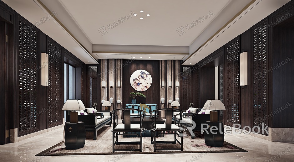 Chinese-style reception room model