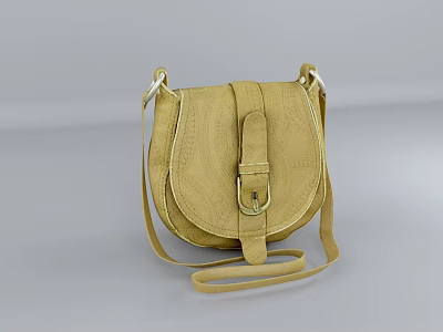 Yellow Textured Crossbody Bag with Metal Buckle and Adjustable Shoulder Strap Minimalist Design 3d model
