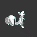 Fantasy Reptile Character Design With Black Body White Tail And Blue Ears In Standing Pose