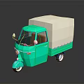 Green Tricycle With White Cargo Box For Urban Delivery Transport Design